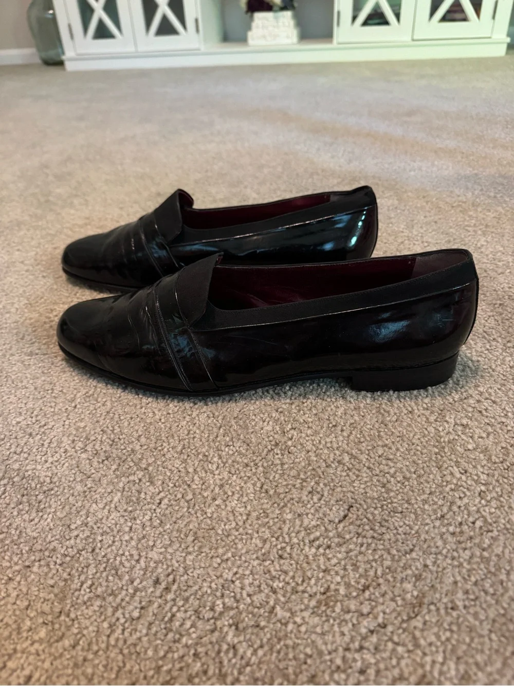 Bally Mens Shoes Size 11M Banner Black Patent Leather Slip On Made In Italy